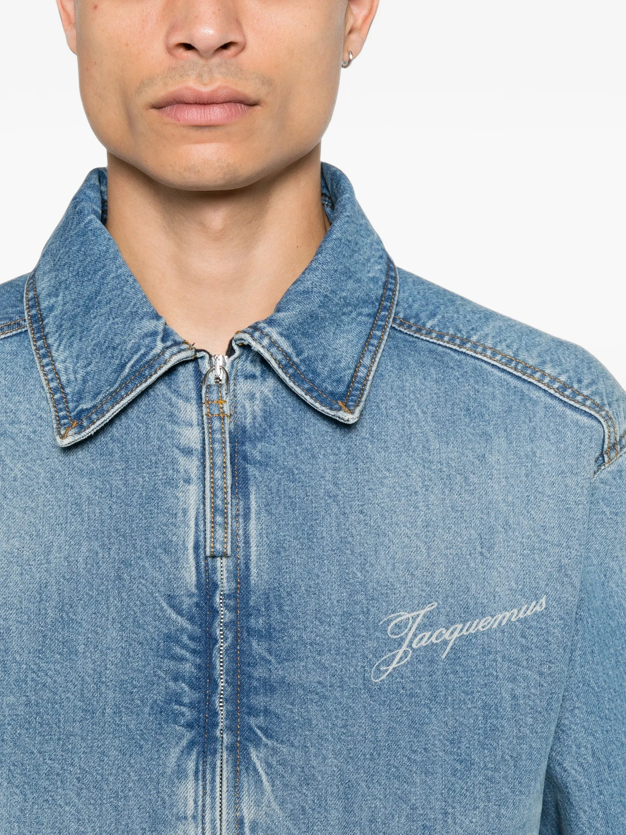 Jacquemus Logo-embroidered Denim Jacket - 1