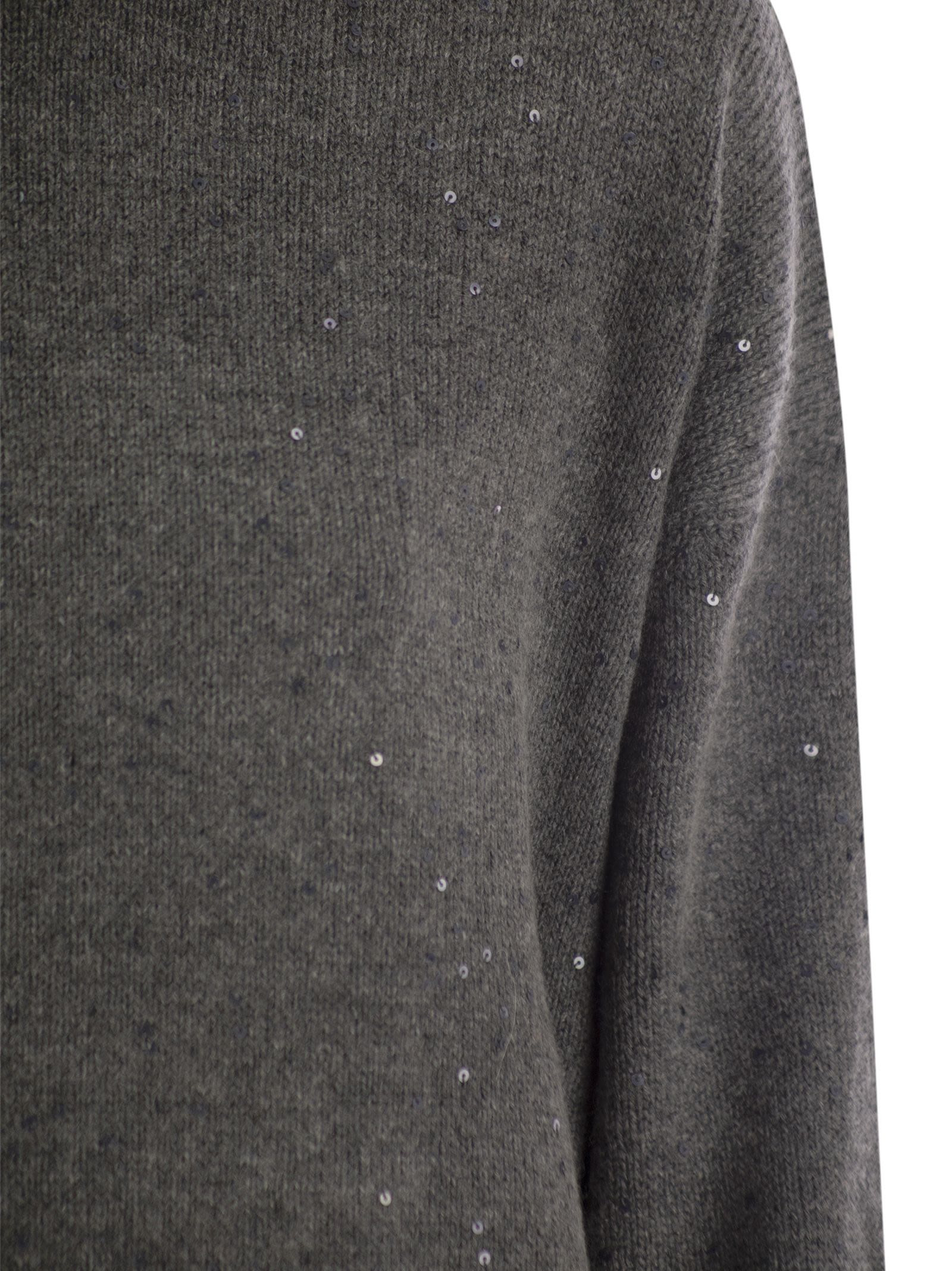 Brunello Cucinelli Women Cashmere And Silk Turtleneck Sweater With Micro Sequins - 4