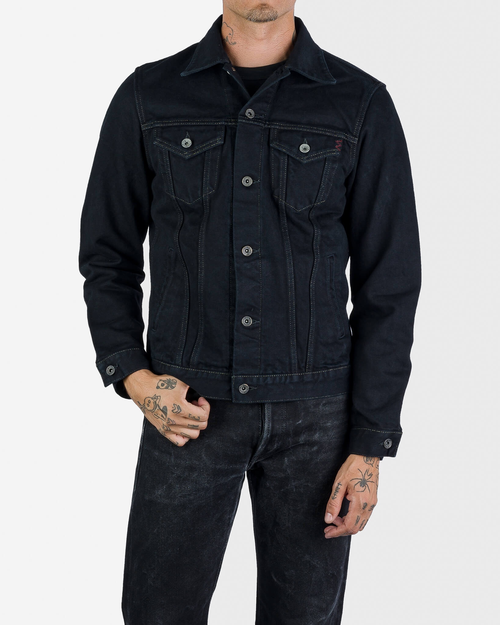 IH-526J-142OD 14oz Selvedge Denim Modified Type III Jacket - Indigo Overdyed Black - 2
