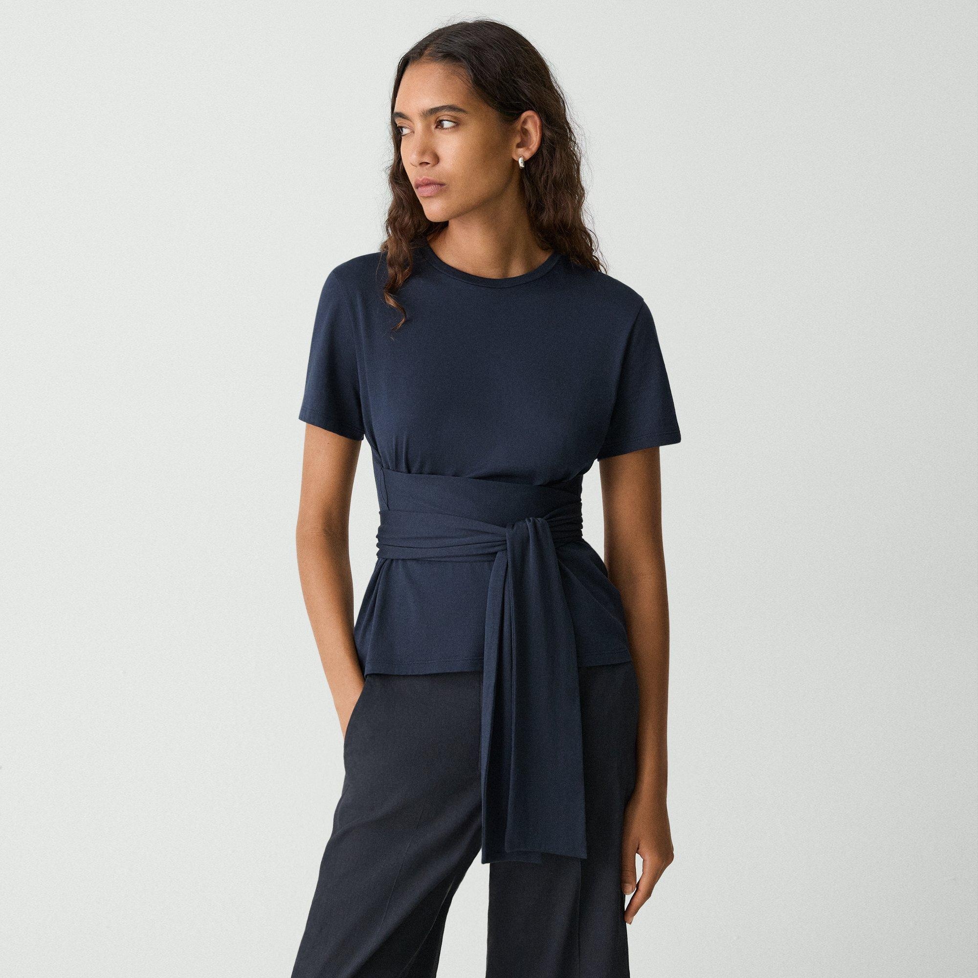 Tie-Front Tee in Cotton - 2