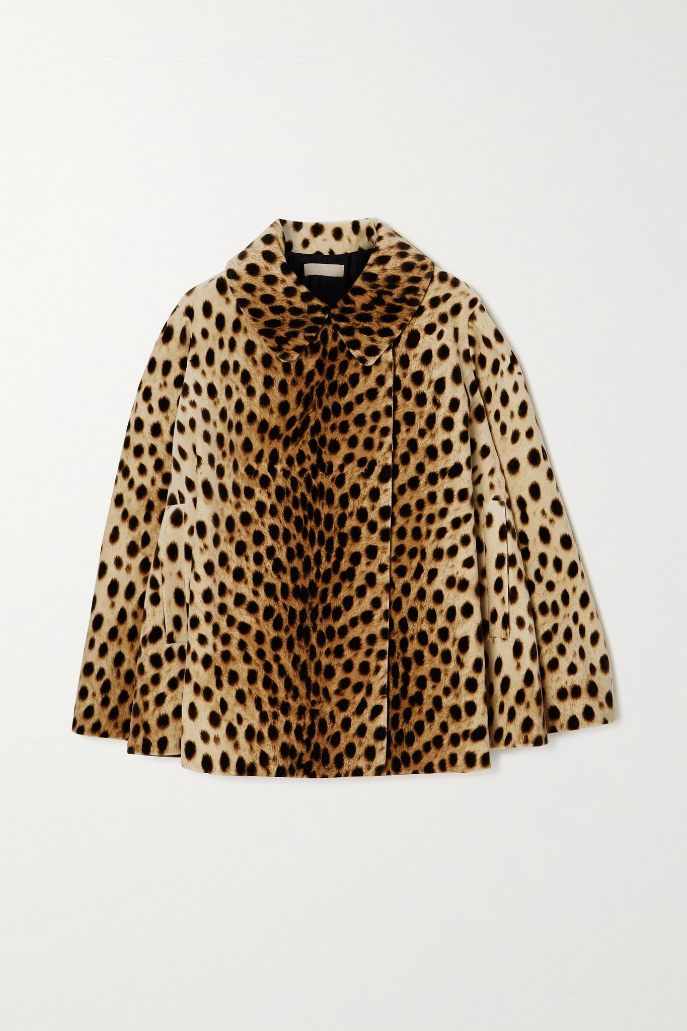 Leopard-print cotton-velvet cape - 1