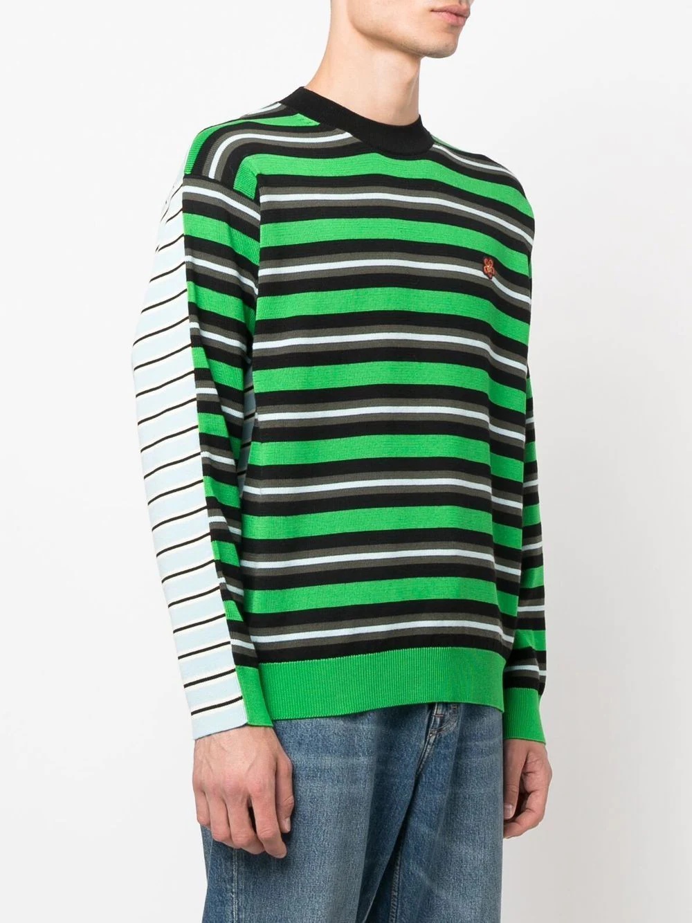 striped floral-embroidered jumper - 3