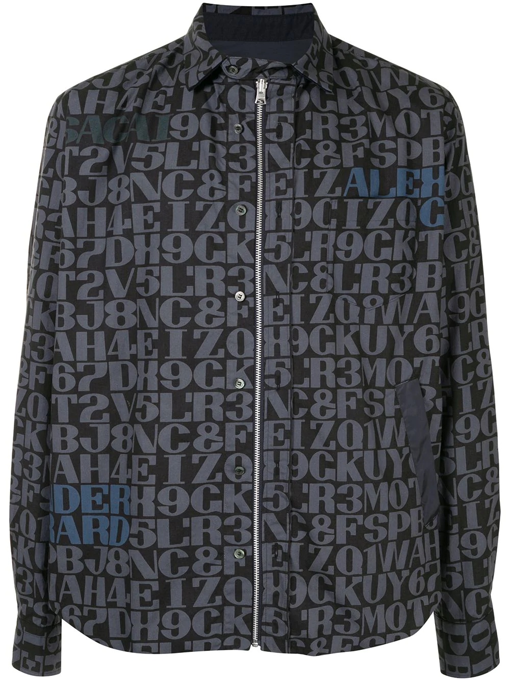 monogram print shirt jacket - 1