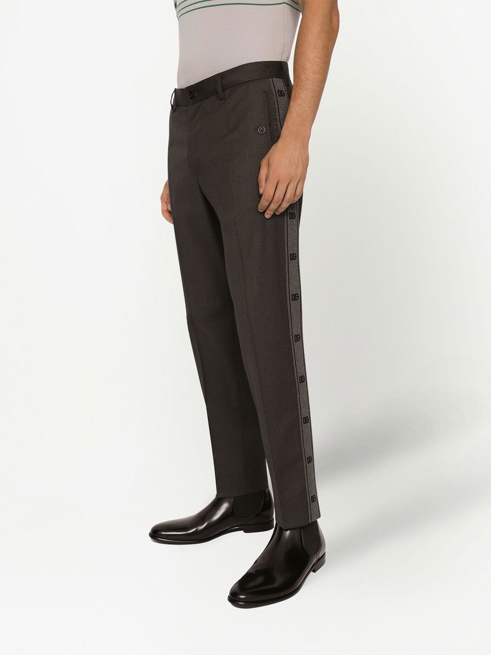logo-trim tailored trousers - 3