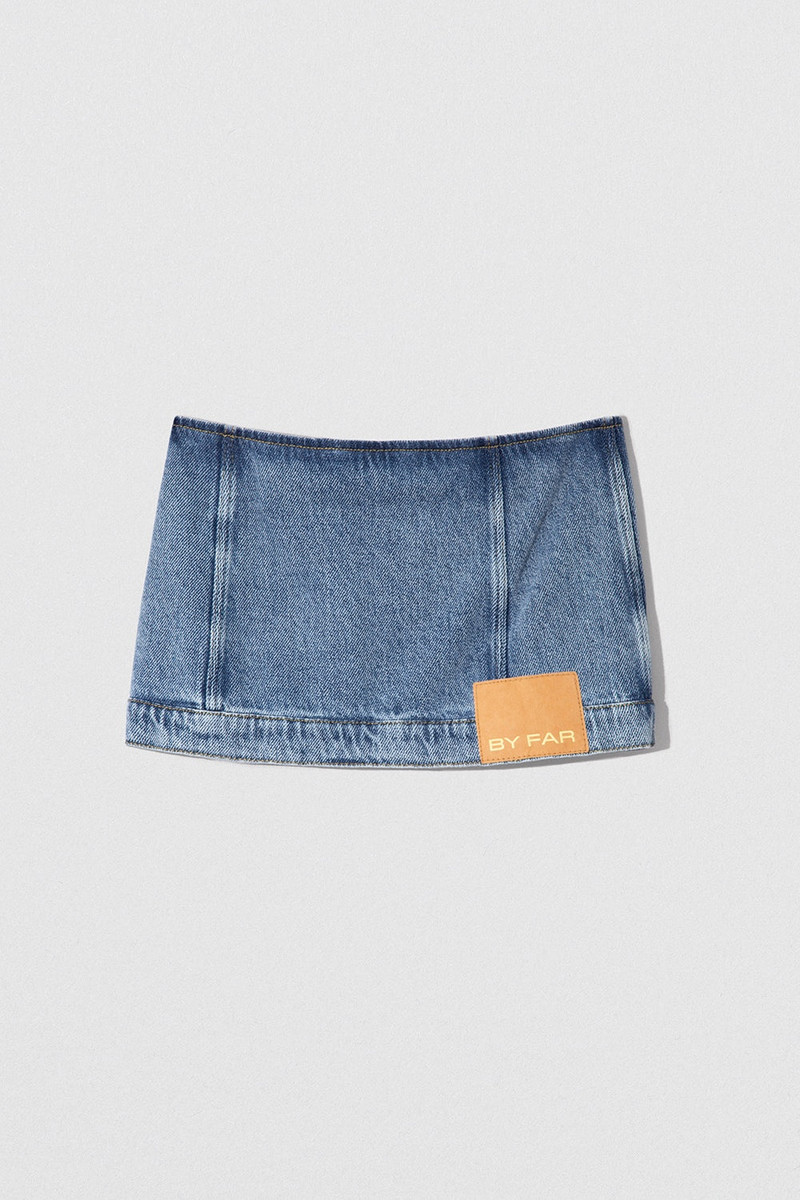 D DENIM MINI SKIRT STONE WASH DENIM 4