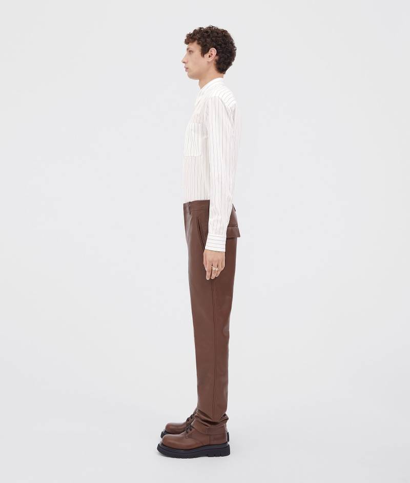 Bottega Veneta soft bonded leather slim trousers outlook