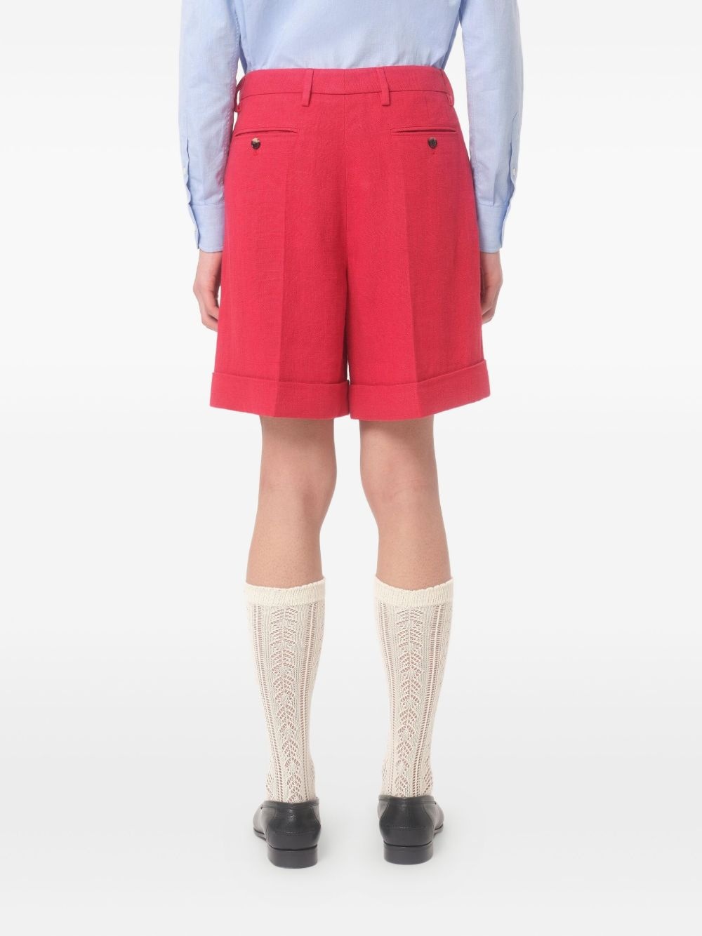 cuffed linen Bermuda shorts - 5