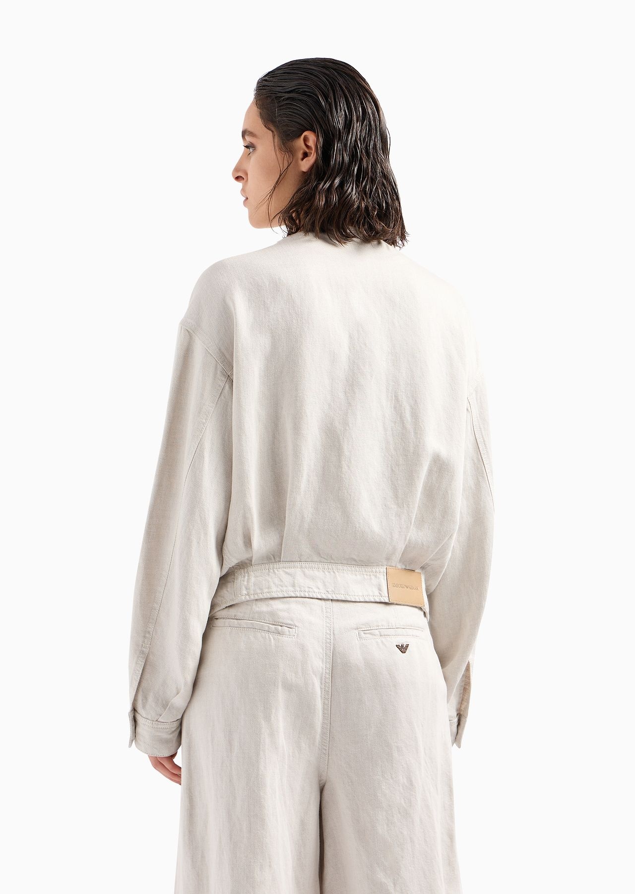 ASV garment-dyed denim-effect linen and Lyocell blend blouson - 3