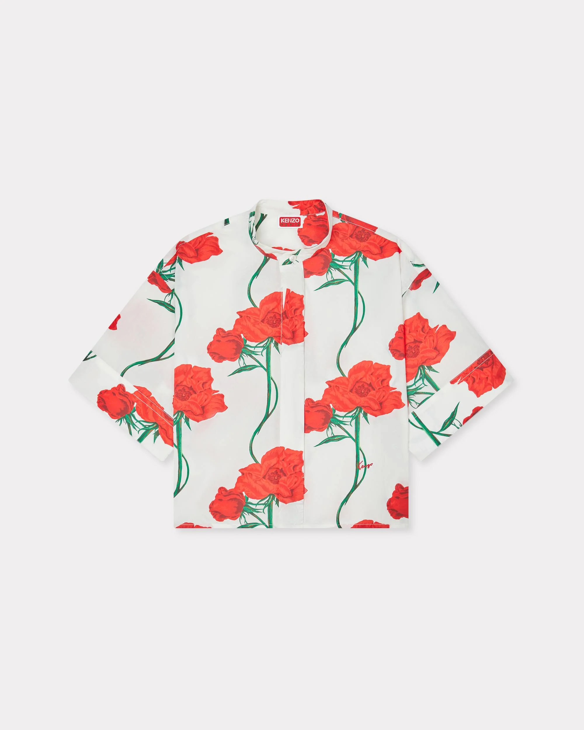 'KENZO Archive Rose' short sleeve shirt in cotton poplin - 1
