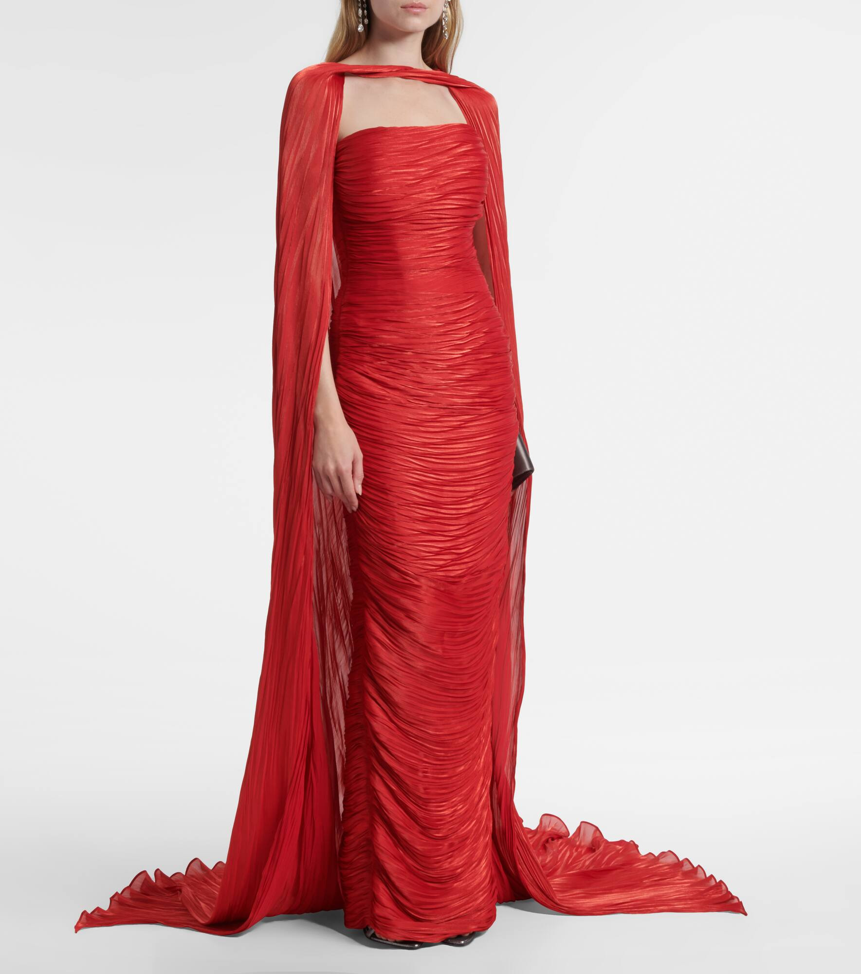 Caped pleated bustier gown - 2