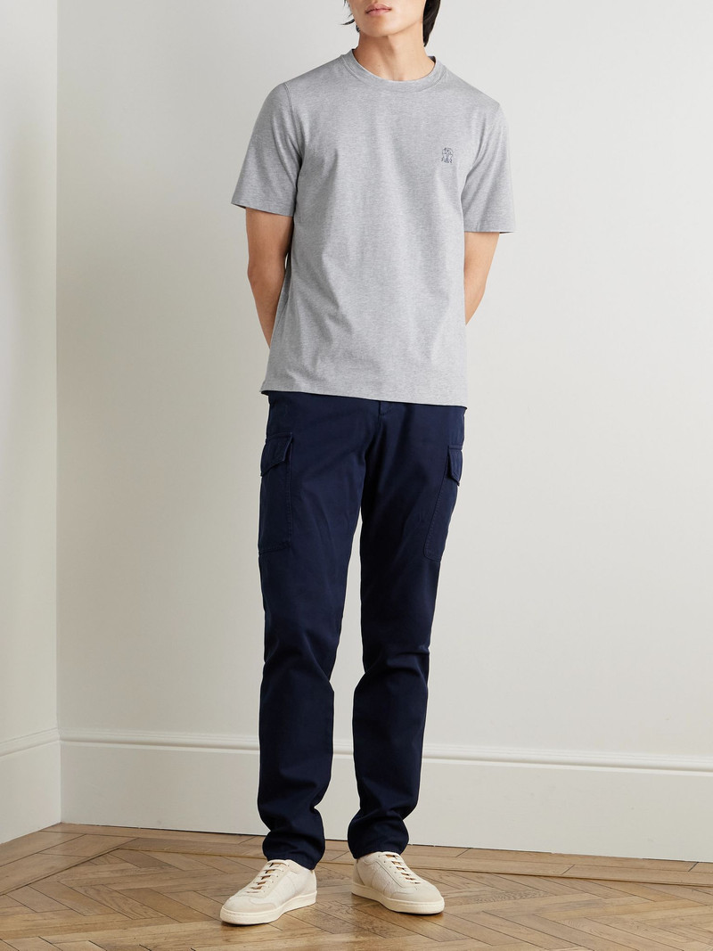 Brunello Cucinelli Layered Logo-Print Cotton-Jersey T-Shirt Gray outlook