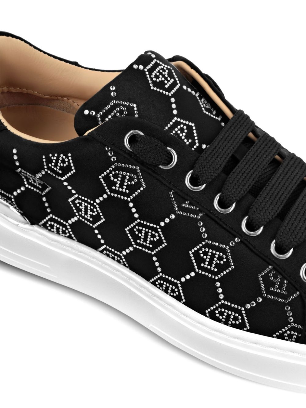 rhinestone-embellished satin sneakers - 5