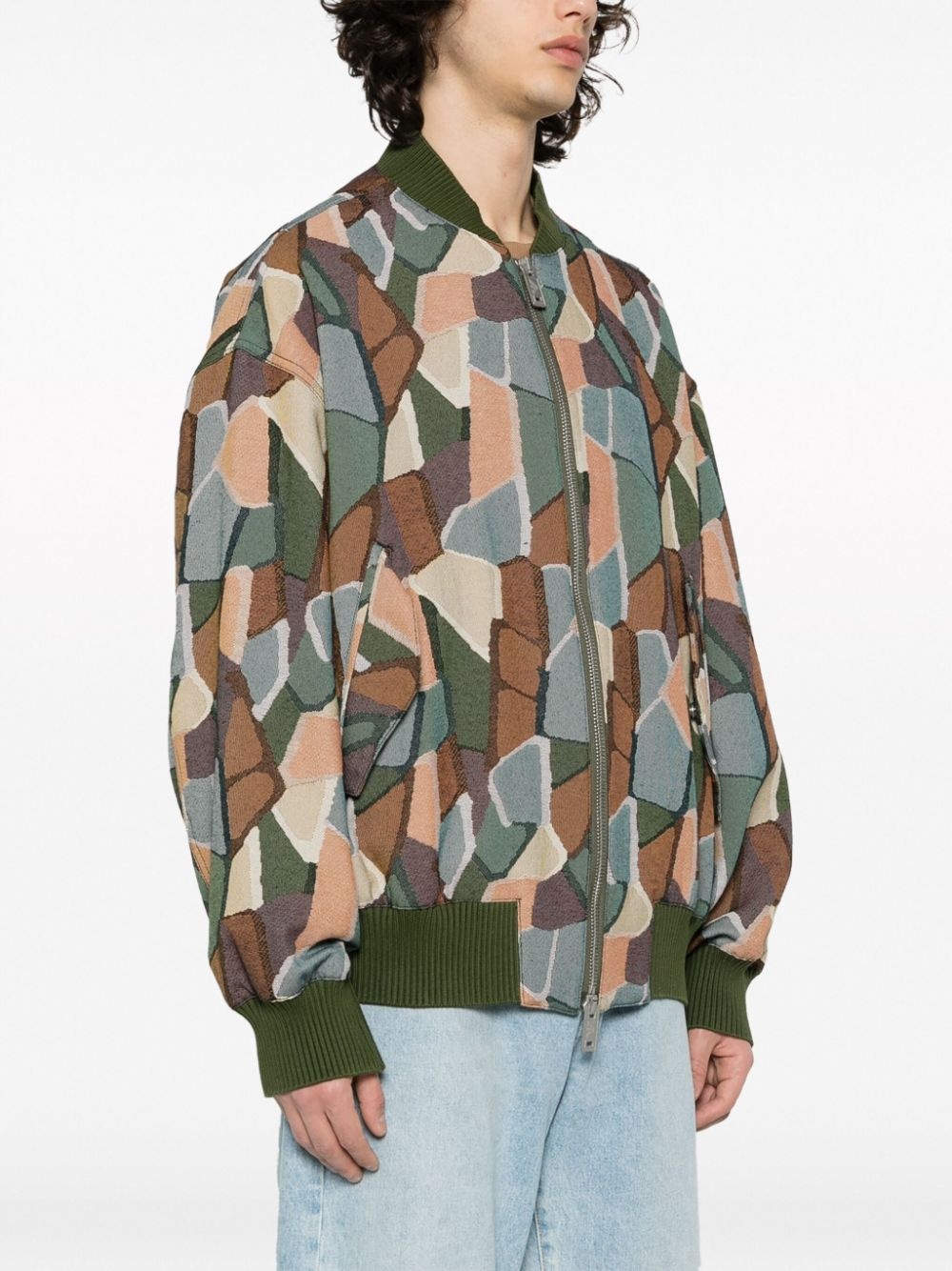 mosaic-patterned bomber jacket - 3