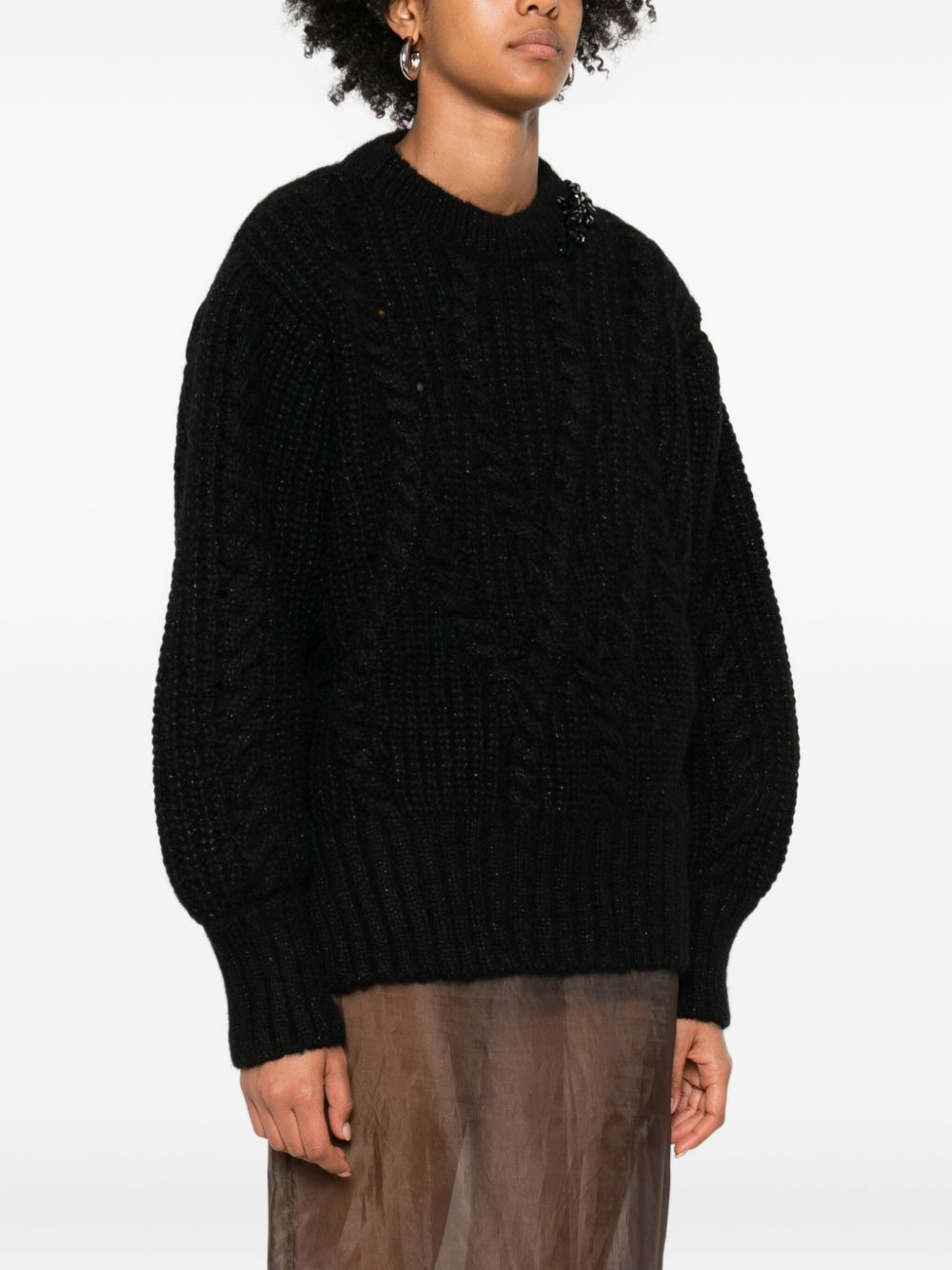 embellished cable-knit sweater - 3