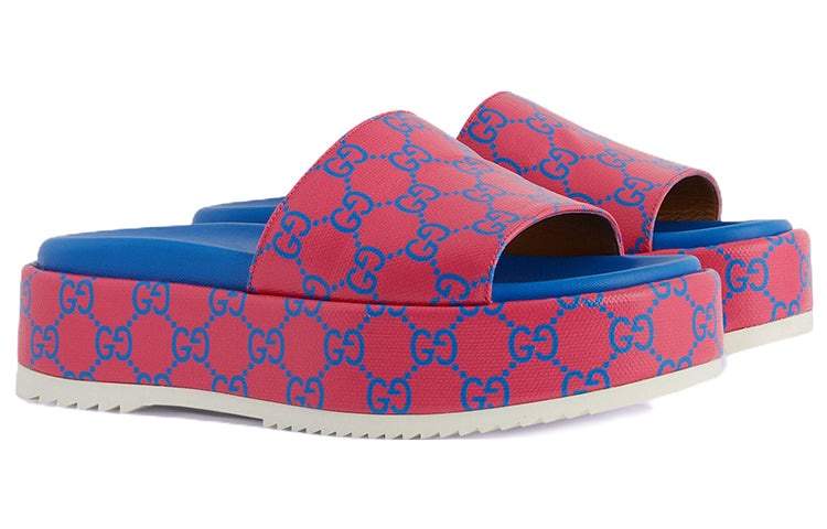 (WMNS) Gucci Platform Slide Sandal 'Jumbo GG -Fuchsia Blue' 734913-FABJF-5614 - 2