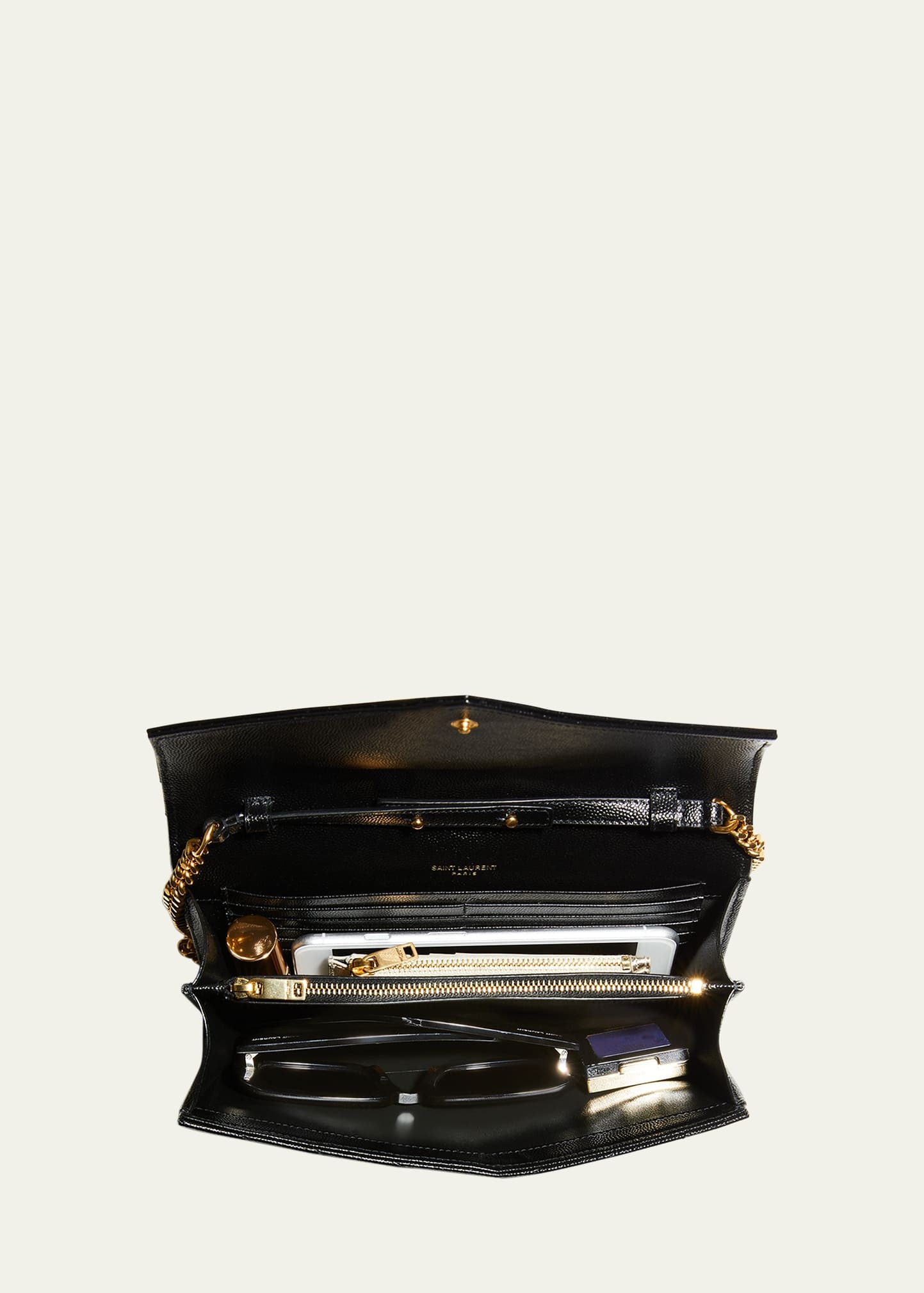 YSL Monogram Large Wallet on Chain in Grained Leather - 5