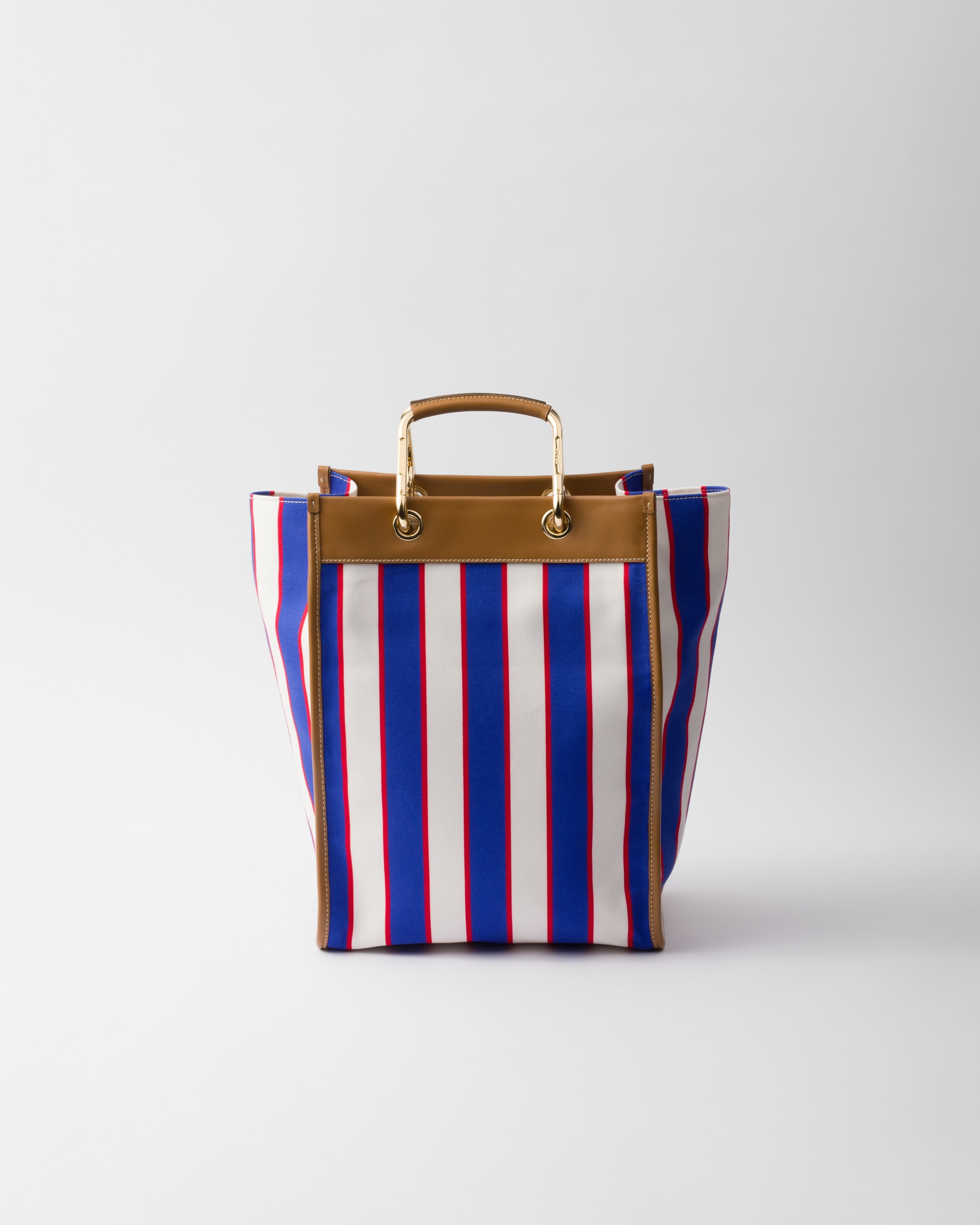 Large printed canvas and leather tote bag - 3