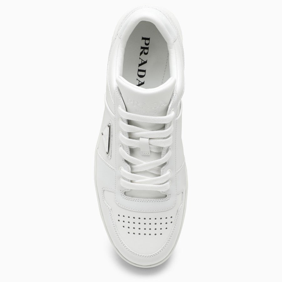 Prada Men White Leather Downtown Sneakers - 2