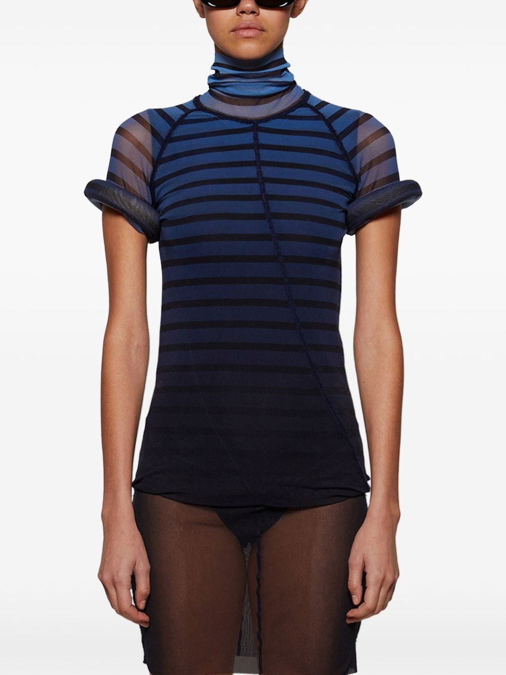 striped mesh mini dress - 3