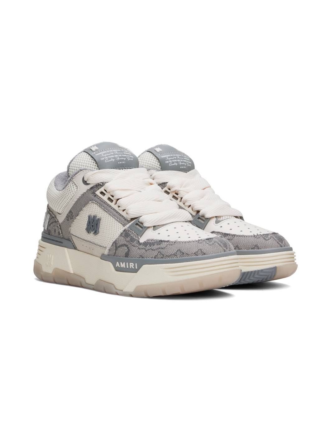Gray & Off-White Bandana Denim MA-1 Sneakers - 4
