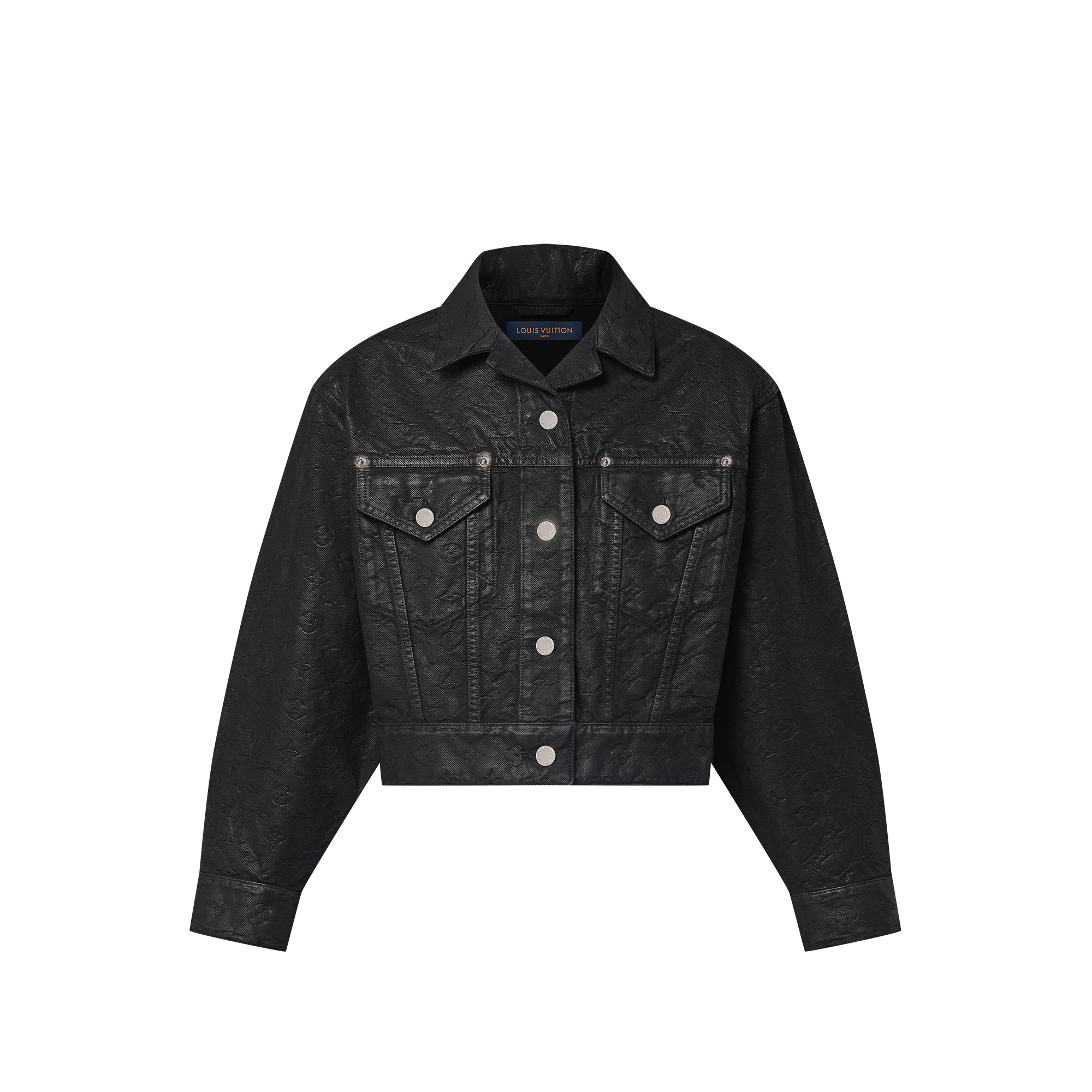Cropped Monogram Jacquard Denim Jacket - 1