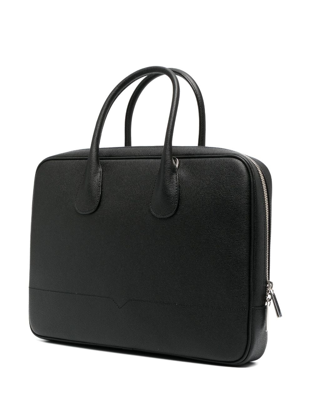 grained-texture leather laptop bag - 2