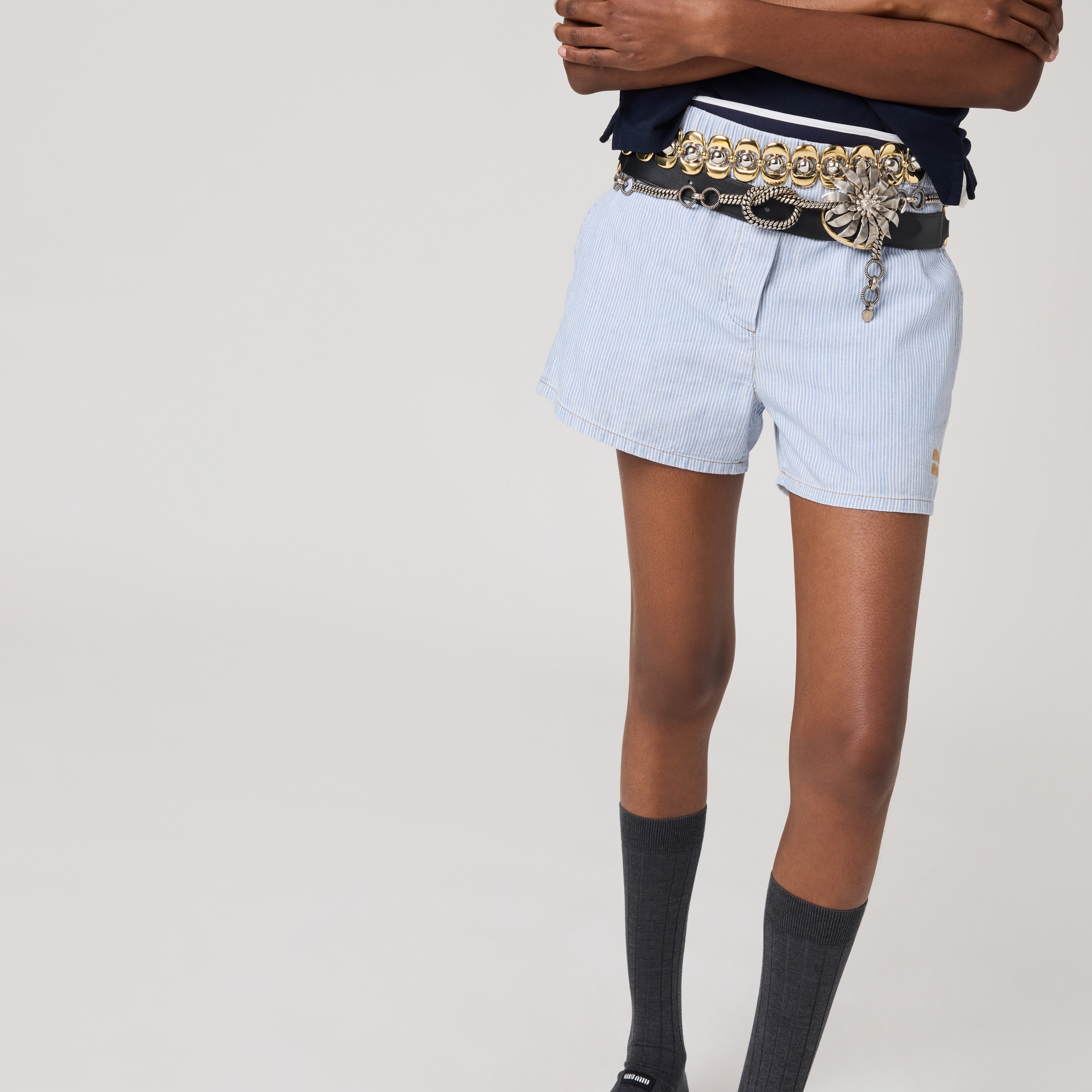 Striped chambray bermudas - 4