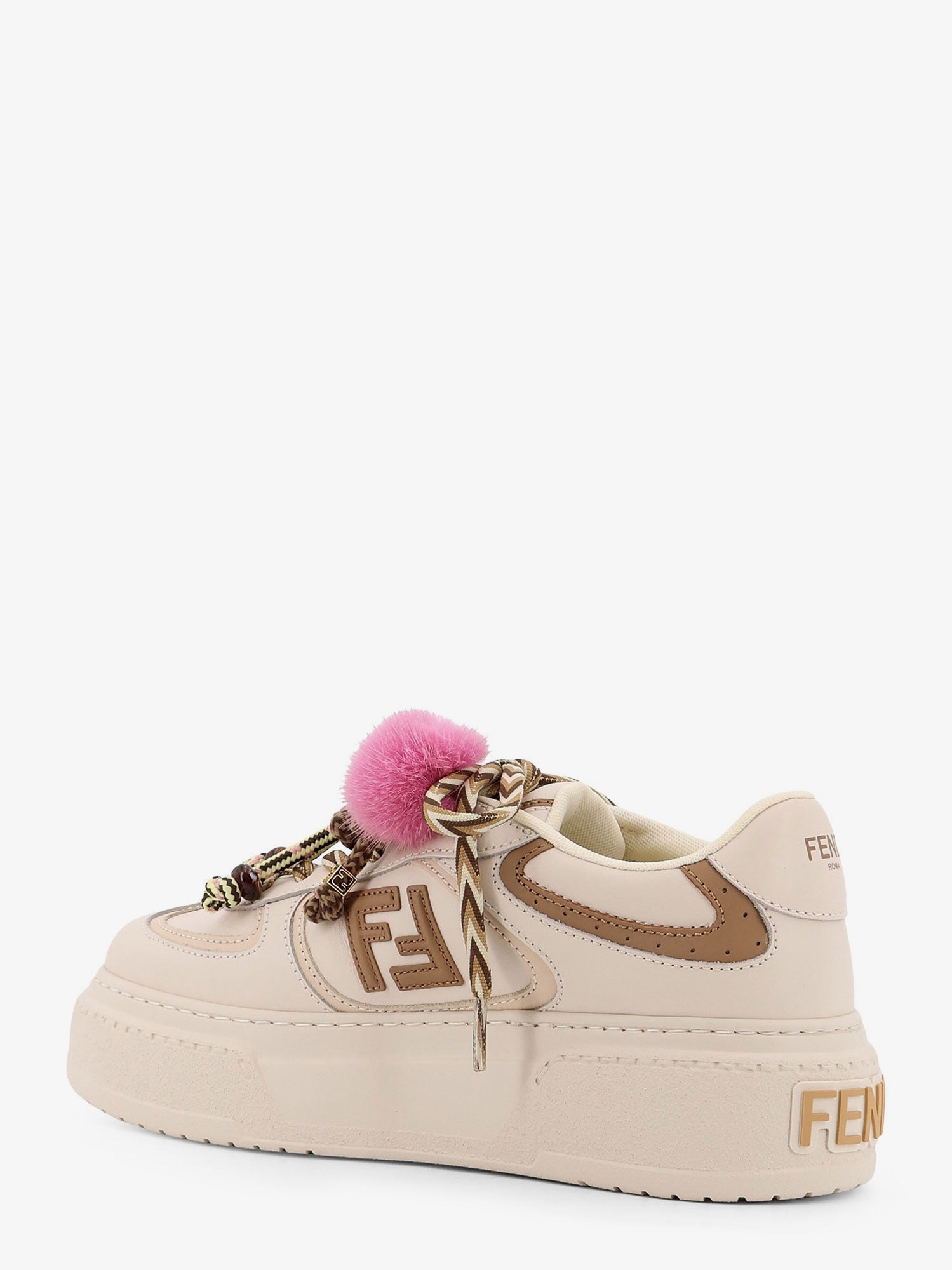 Fendi Fendi Match Leather Platform Sneakers With Charms - 3