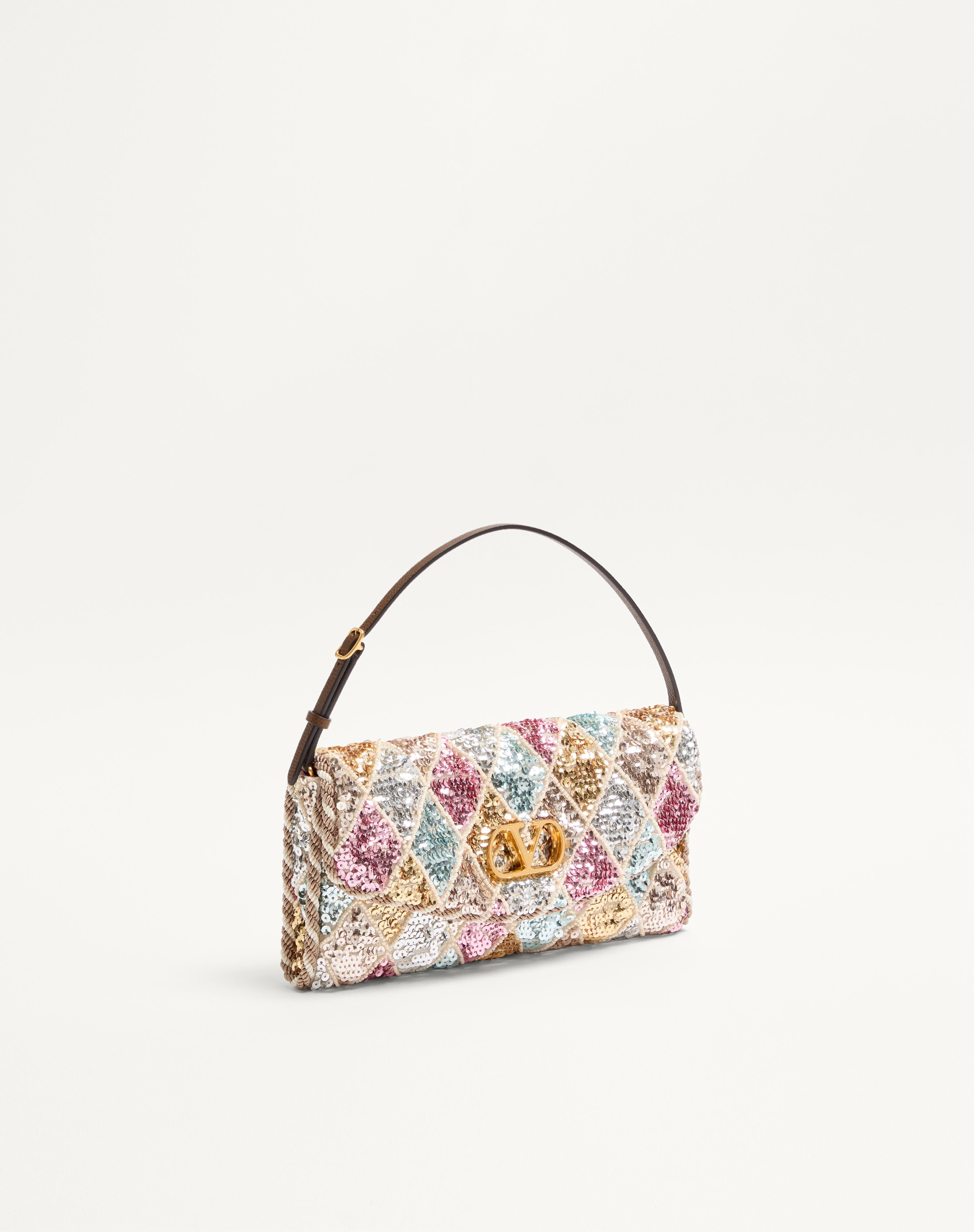VALENTINO GARAVANI VAIN SOFT SMALL SHOULDER BAG WITH RHOMBELLE EMBROIDERY. - 3