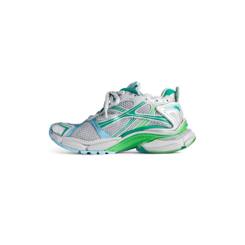 BALENCIAGA Men's Runner Sneaker in Grey/green/blue outlook