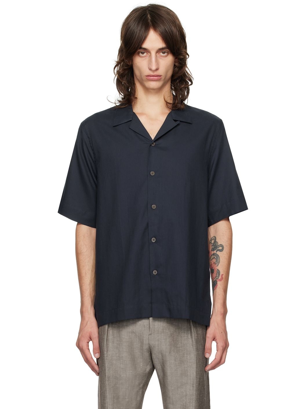 Navy Button-Down Shirt - 1