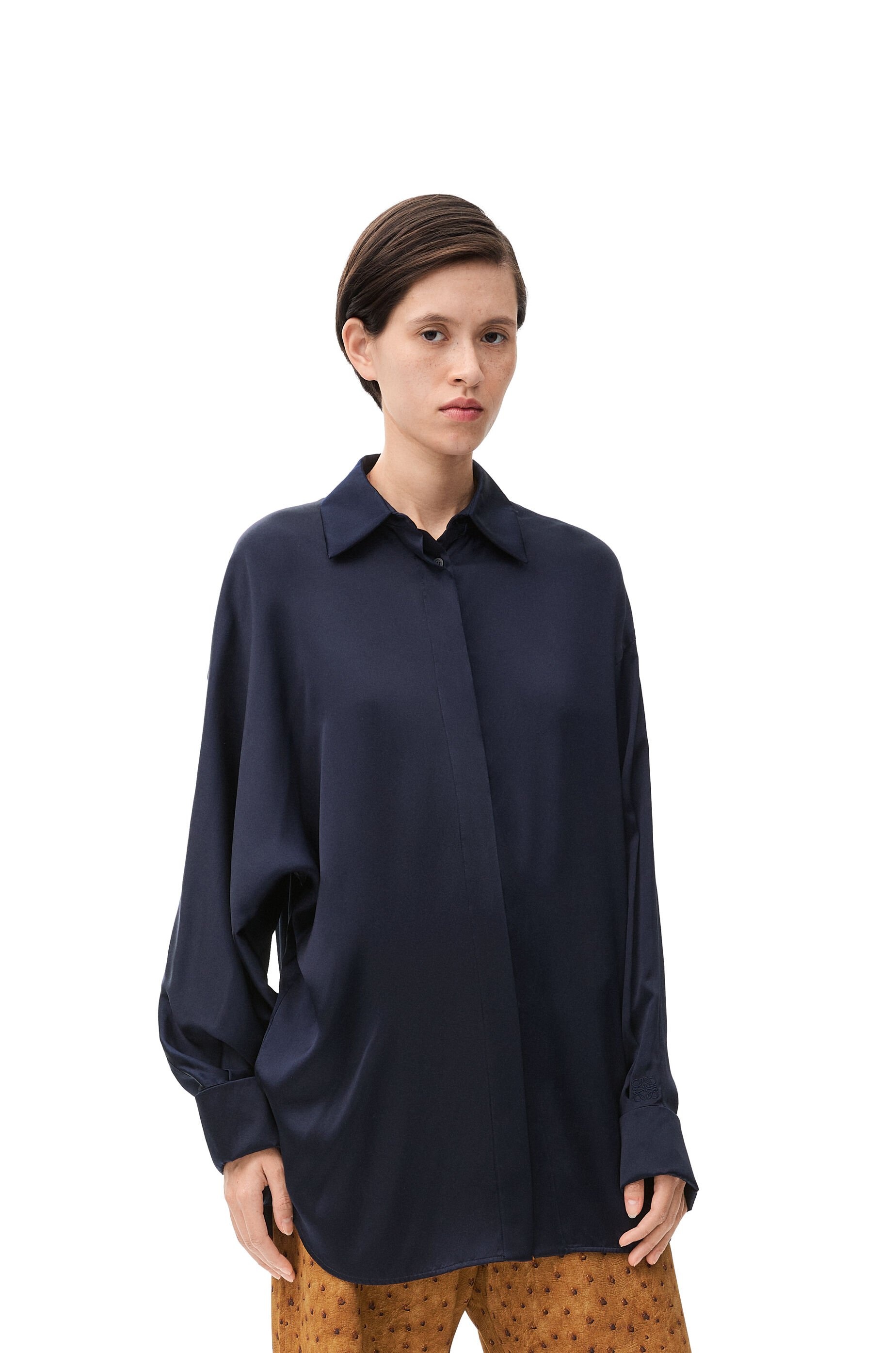 Draped shirt in silk - 3