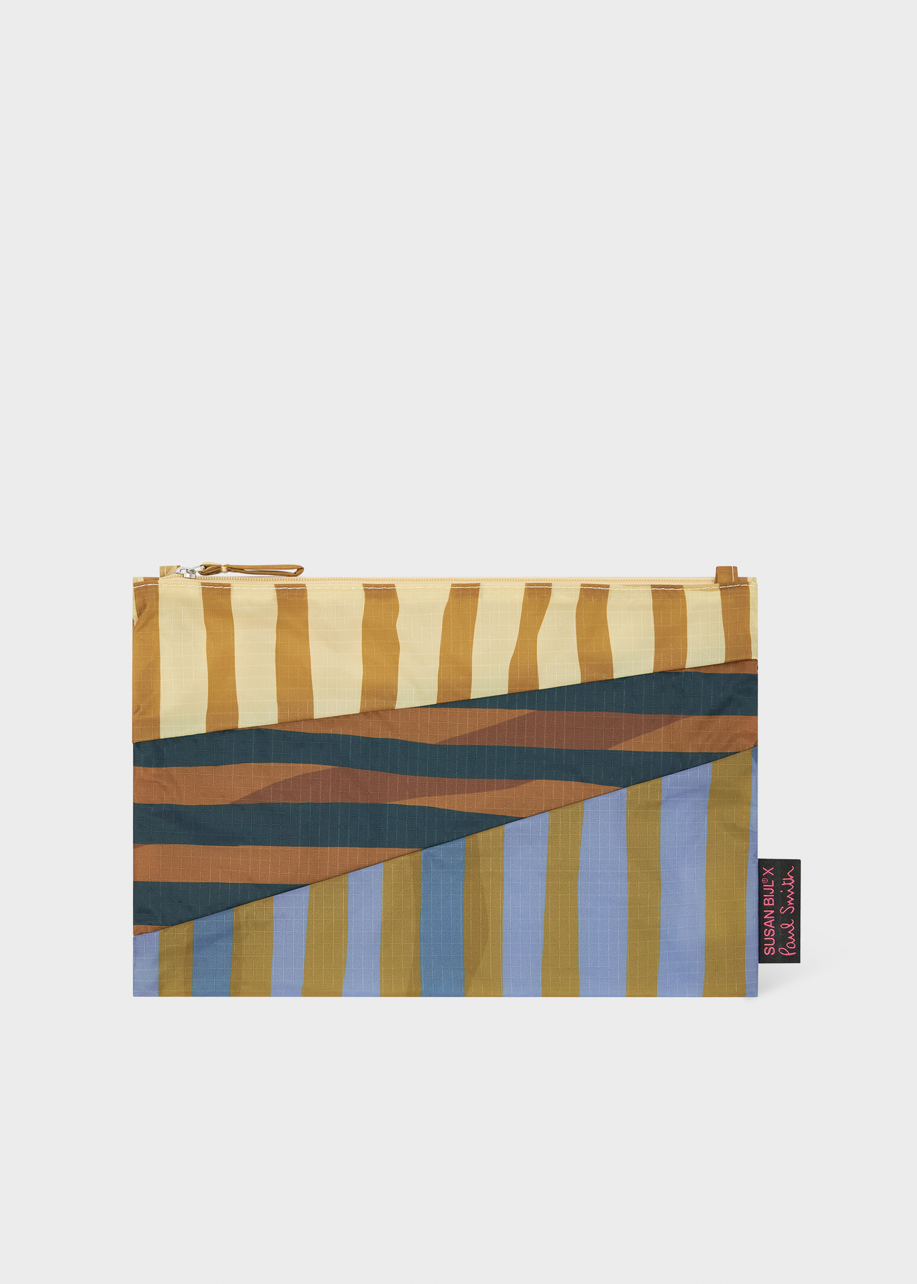Susan Bijl x Paul Smith - Beige Mixed Stripe 'The New Pouch' Medium - 1