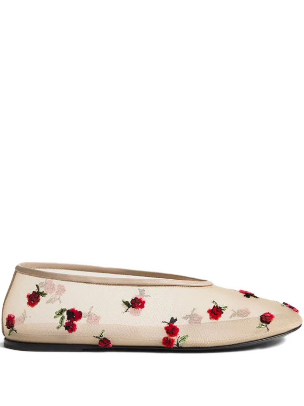 Marcy raspberry-embroidered flats - 1