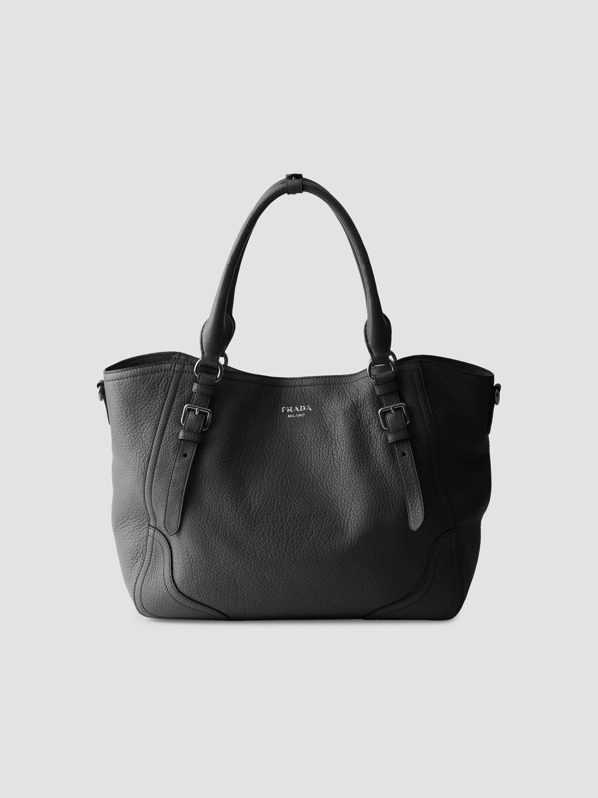 Women's Large Leather Tote Bag - Black - 1