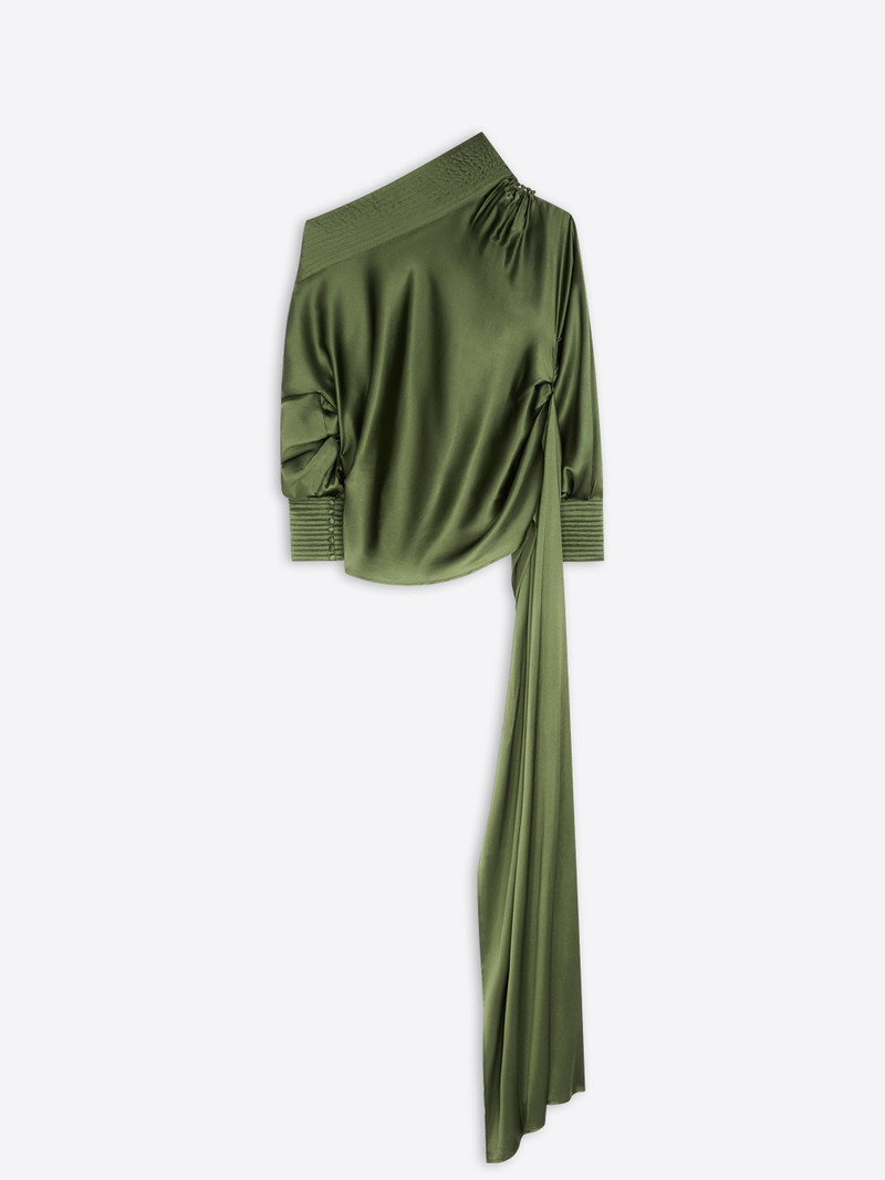 DRAPED SILK SATIN SHIRT 1