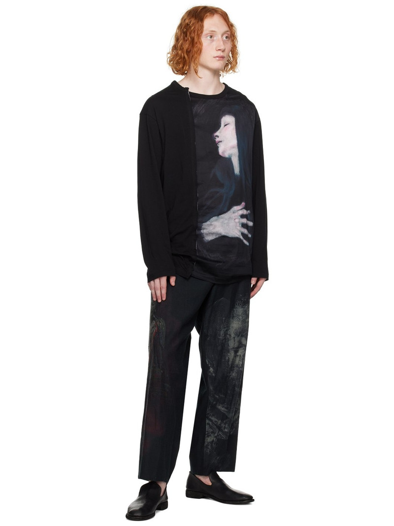 Yohji Yamamoto Black Printed Long Sleeve T-Shirt outlook