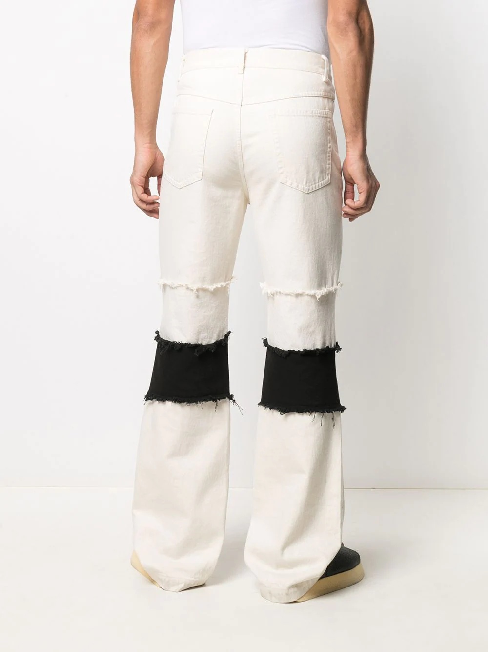 contrasting panel straight-leg jeans - 4