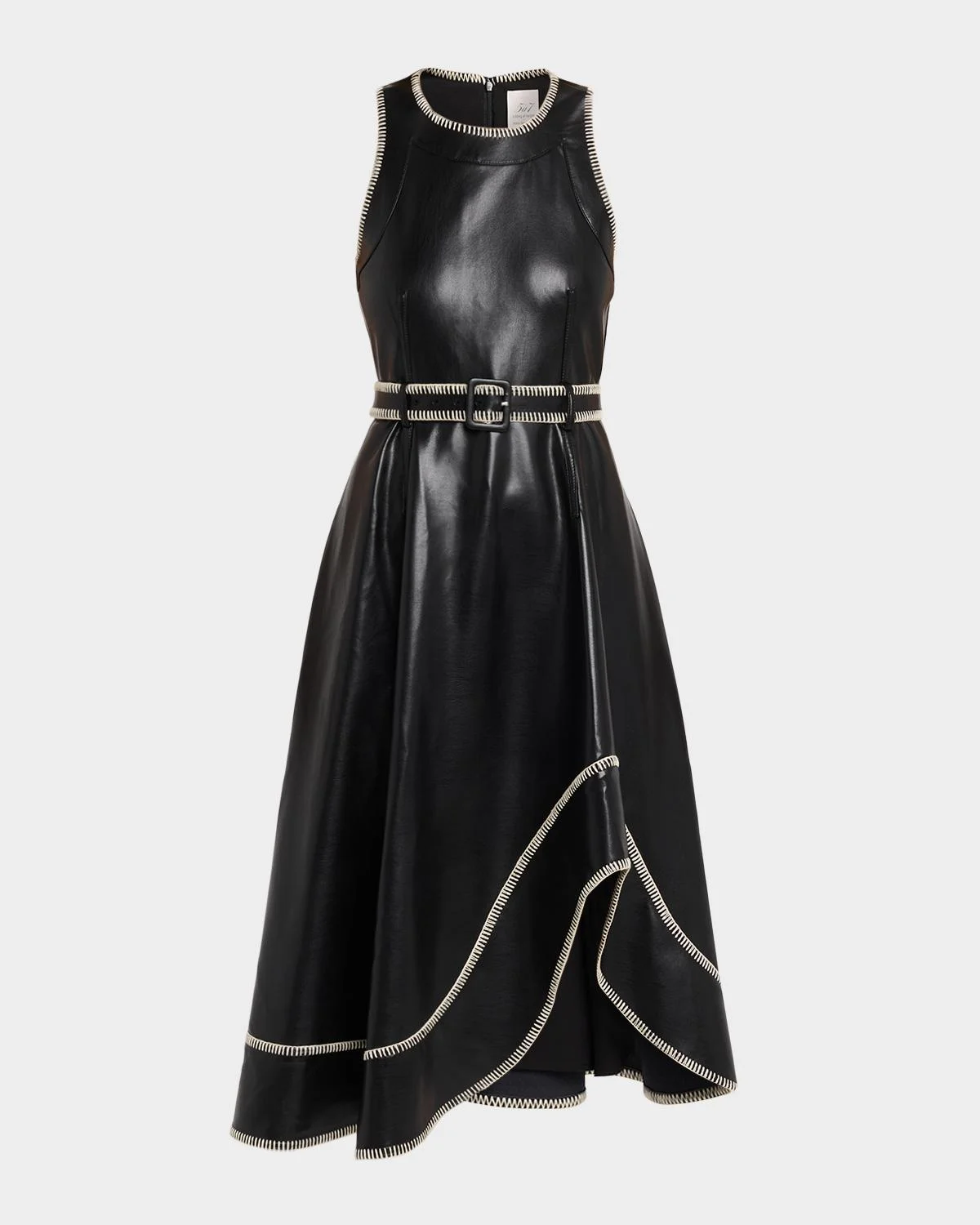 Zelda Whipstitch Vegan Leather Midi Dress - 1