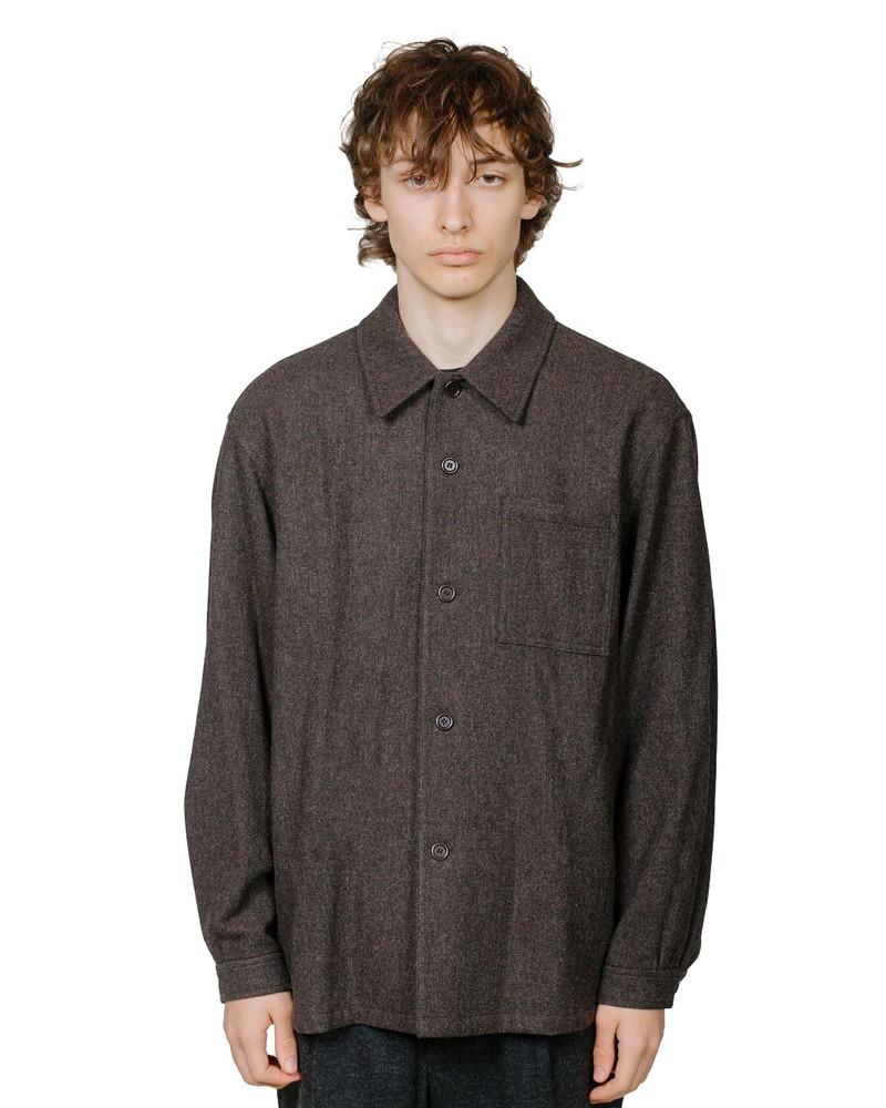 AMOMENTO Wool Shirt Dark Brown outlook
