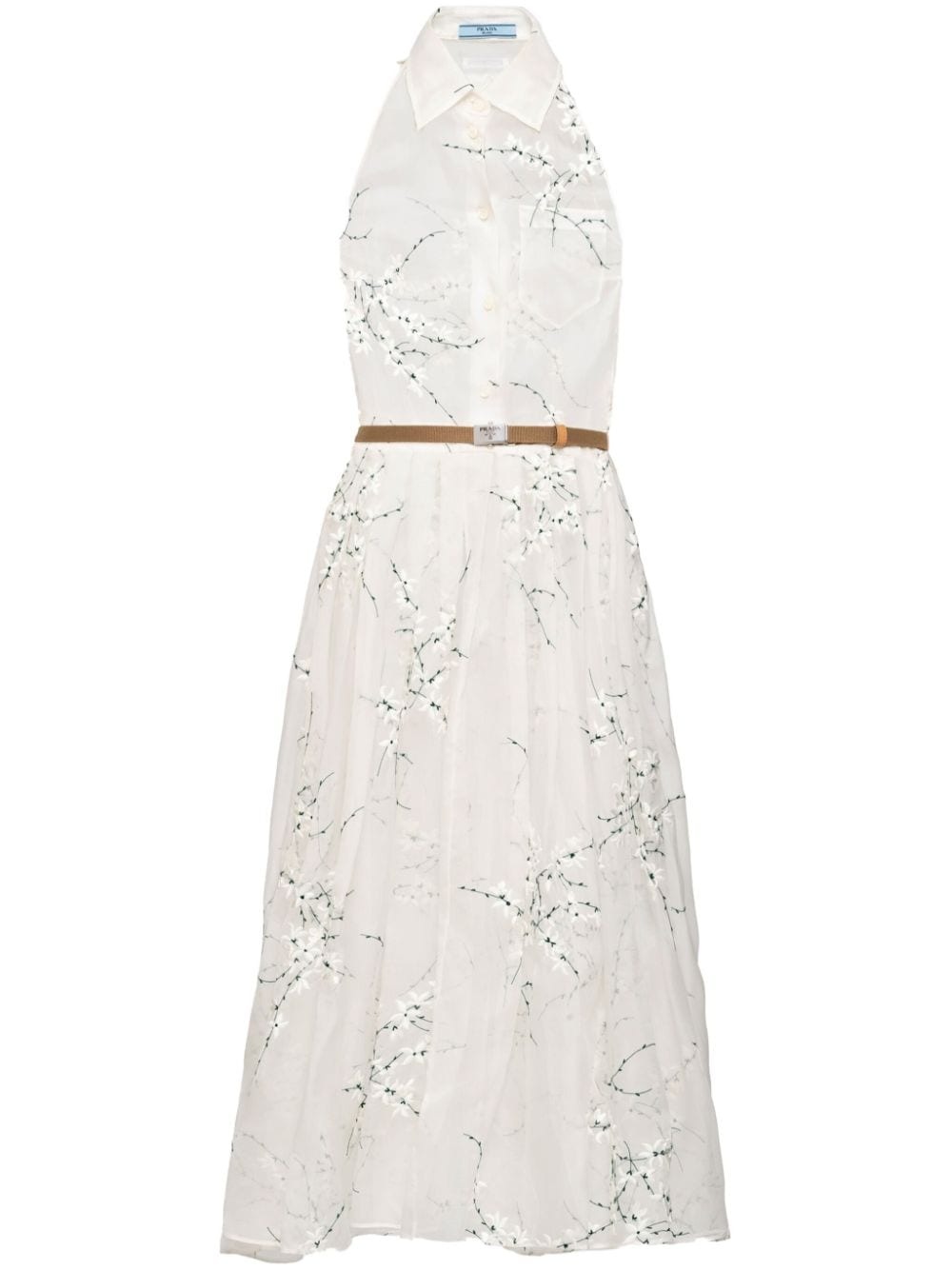 floral-embroidered silk midi dress - 1