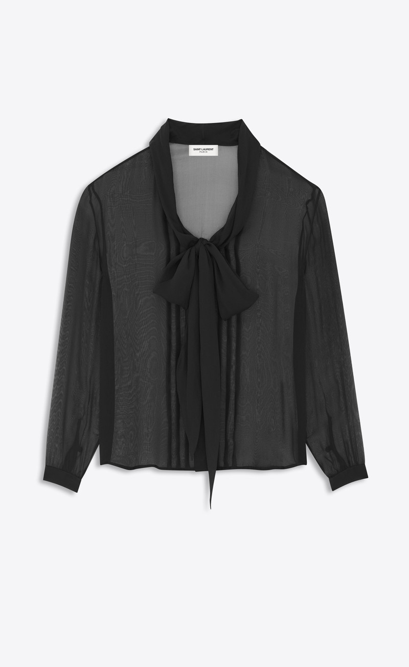 lavallière-neck shirt in silk muslin 1