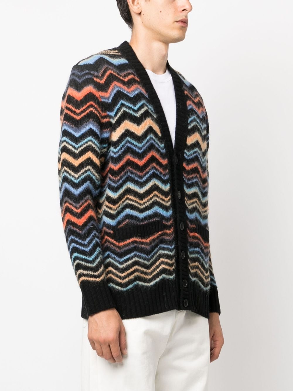 zigzag-woven ribbed cardigan - 3