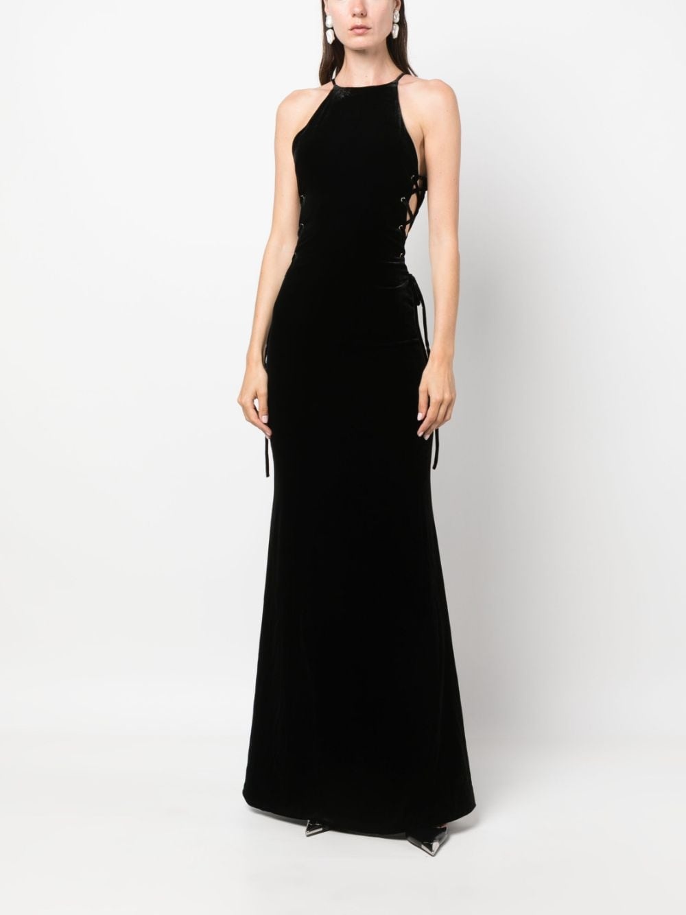 lattice lace-up gown - 2