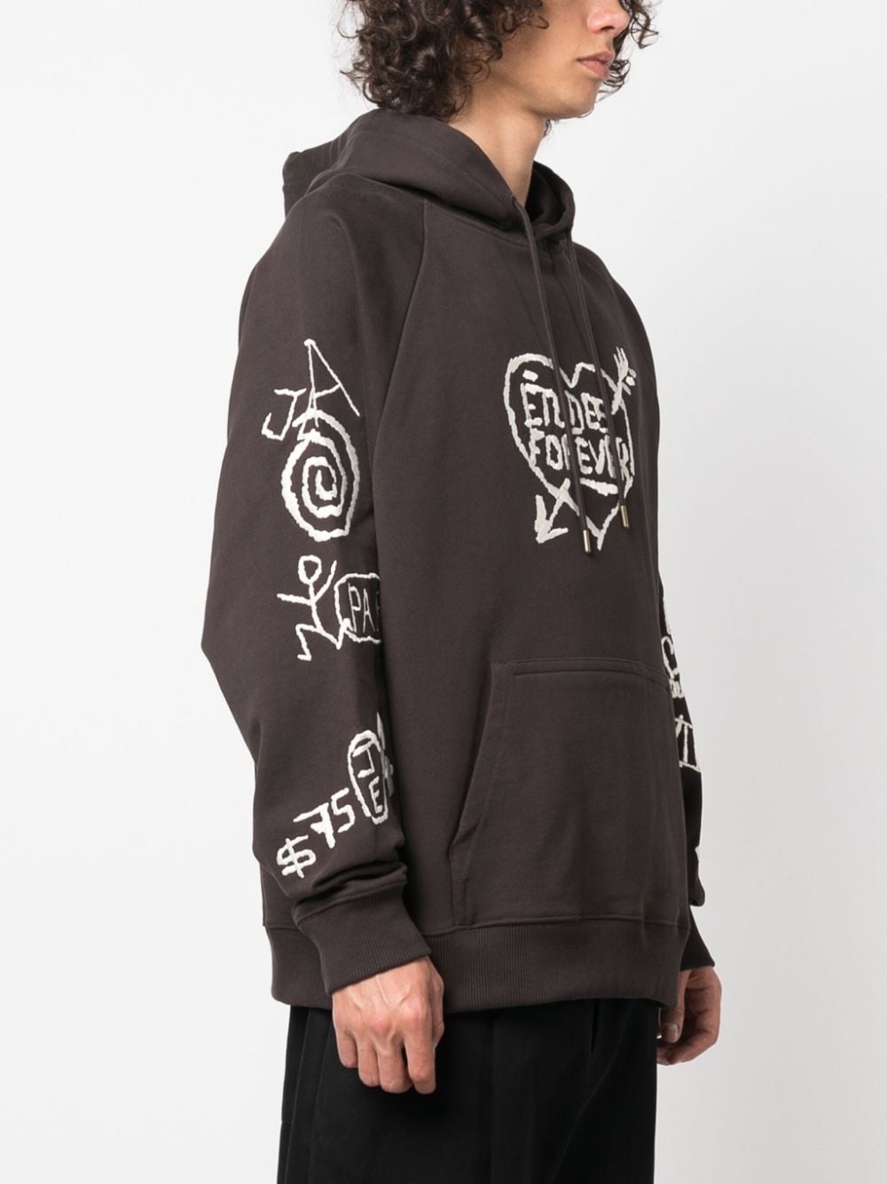 graffiti-embroidery organic cotton hoodie - 4
