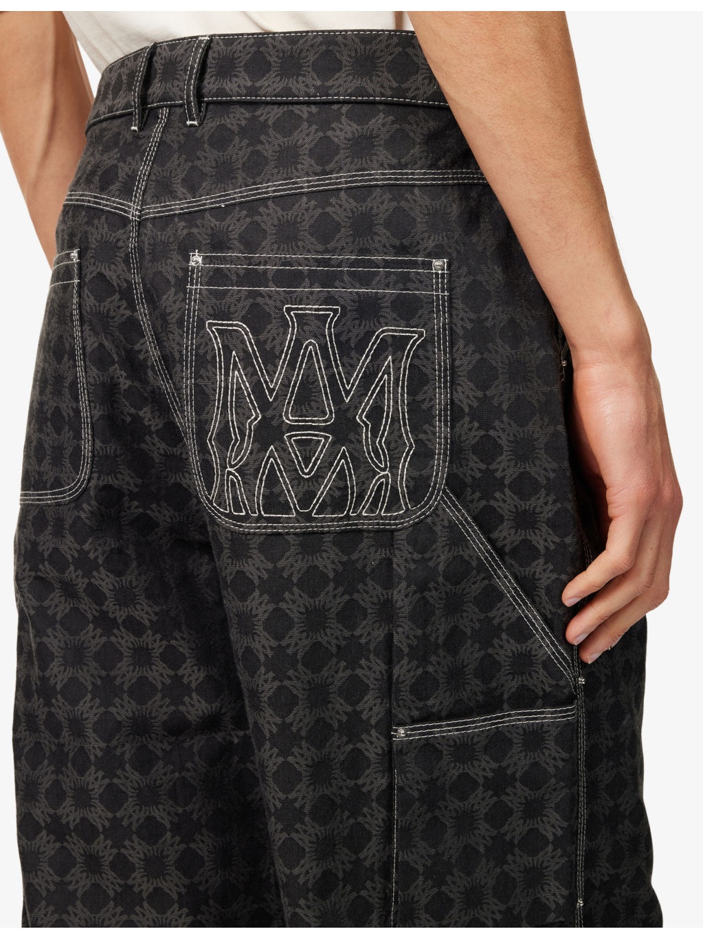 Quad Work Printed Cotton And Linen Trousers - 5