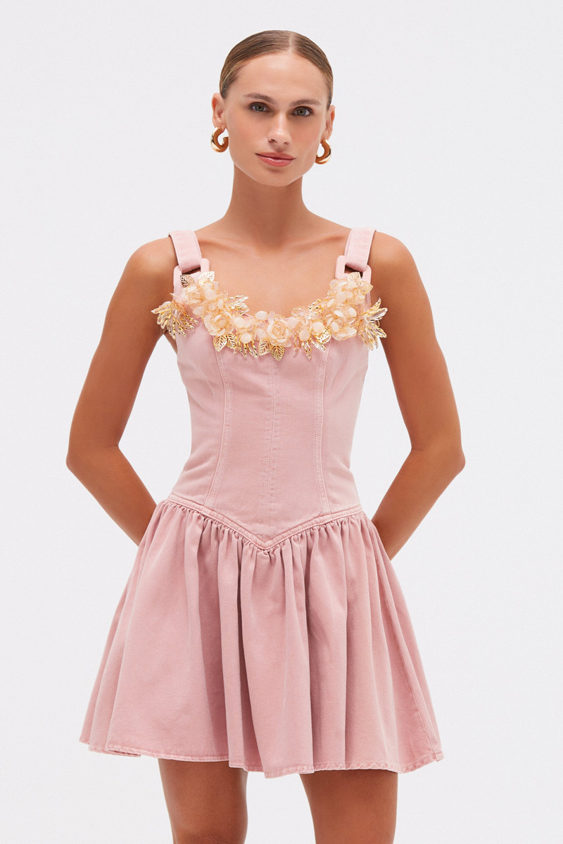 PINK DENIM MINI DRESS 1