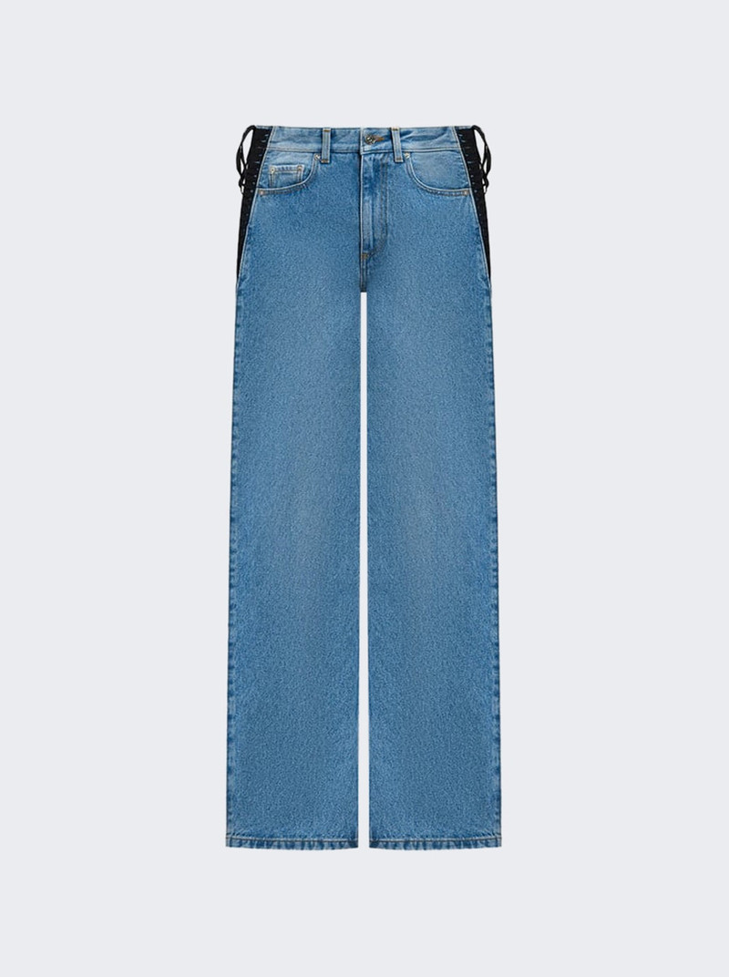 Straight Leg Lace Detail Jeans Medium Blue 1