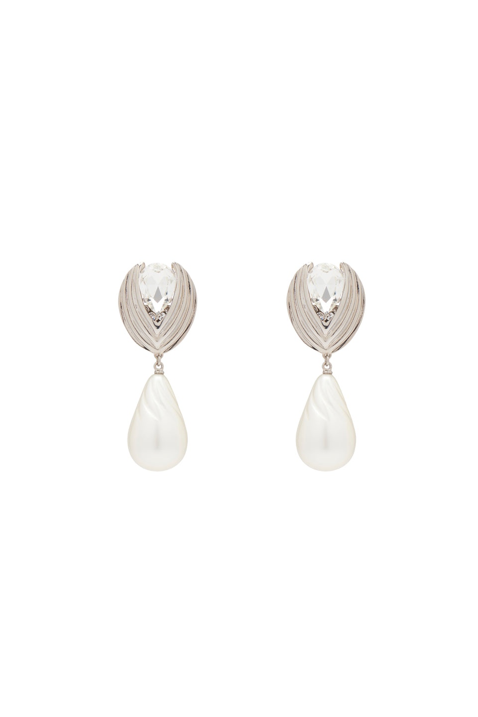 CRYSTAL EARRINGS WITH PENDANT PEARL - 1