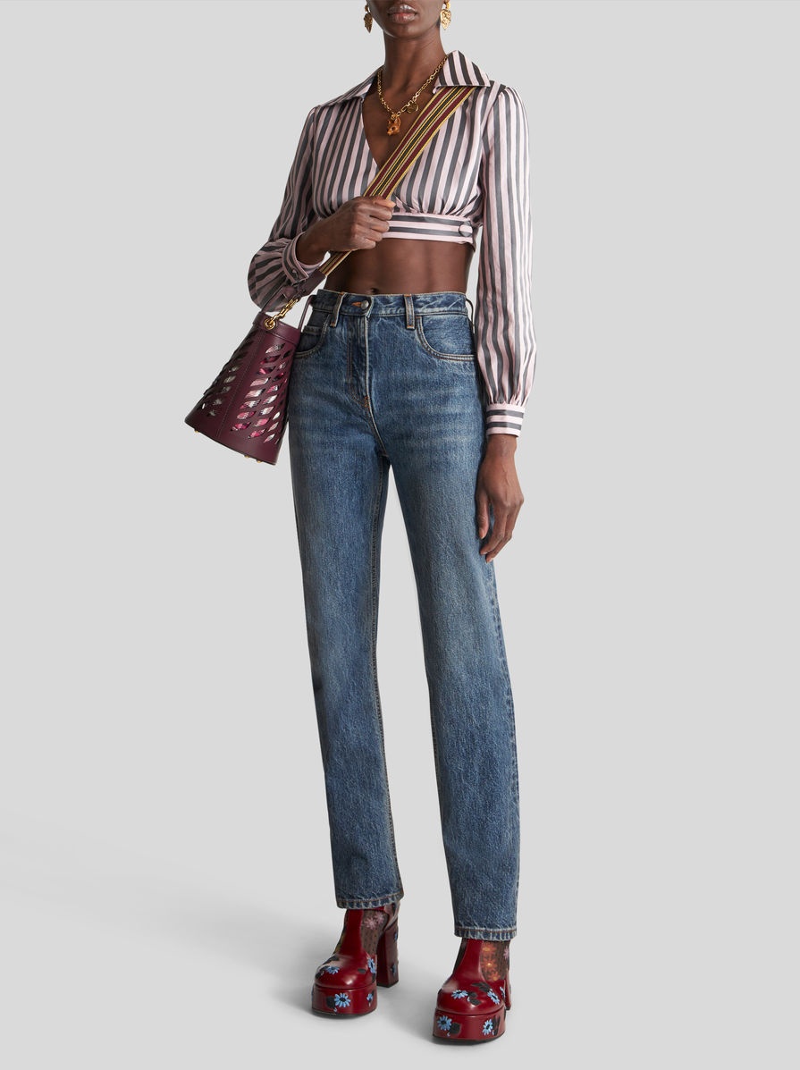 JEANS WITH PLACED EMBROIDERY - 4